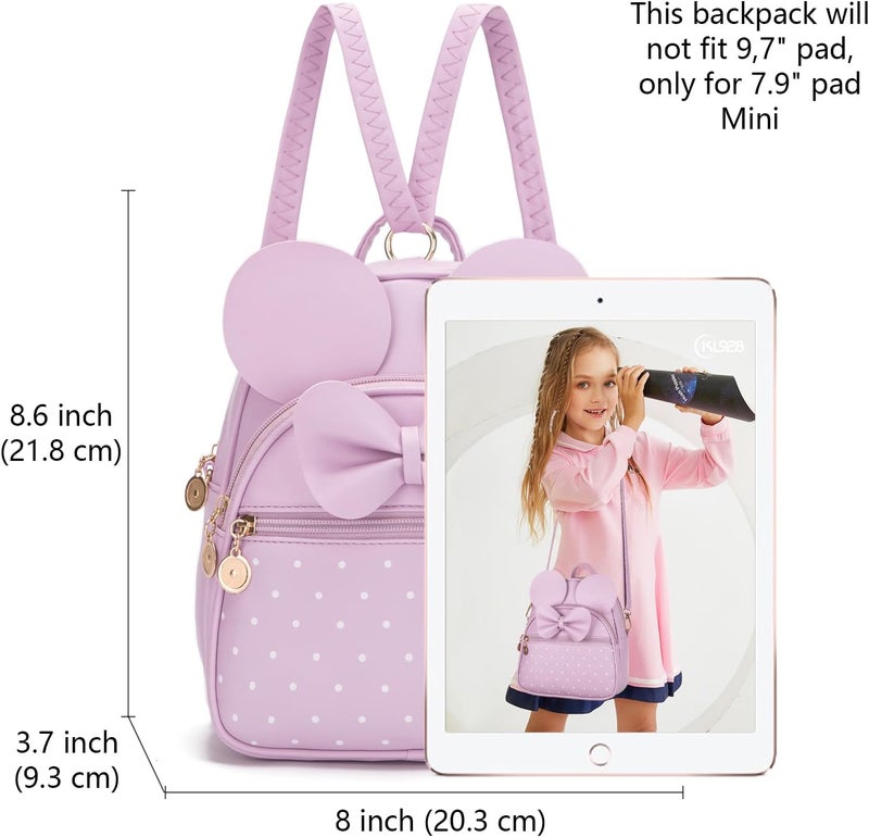 KL928 Girls Mini Backpack Bowknot Polka Dot Cute Small Daypacks Convertible Shoulder Bag Purse for Women - Image 1